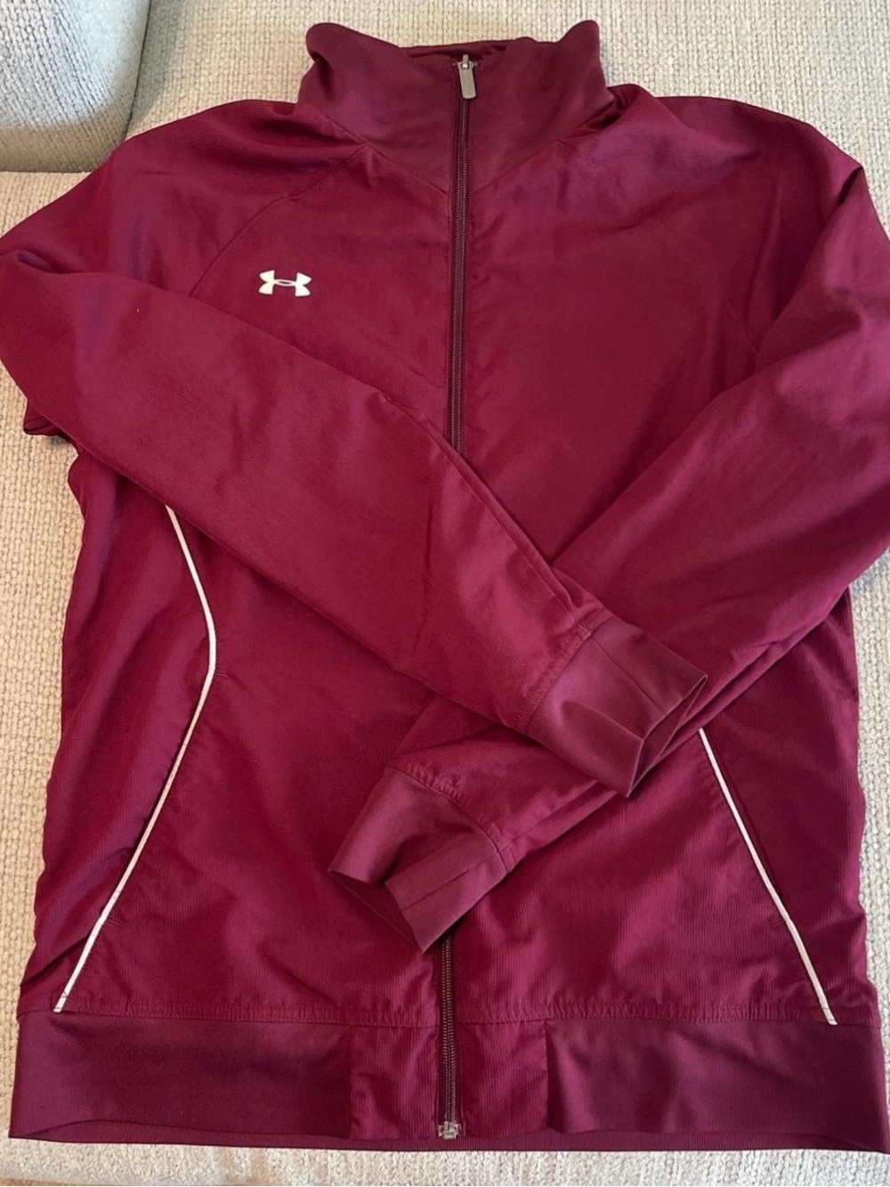 Under Armour Burgundy Full-Zip Athletic Track Jacket